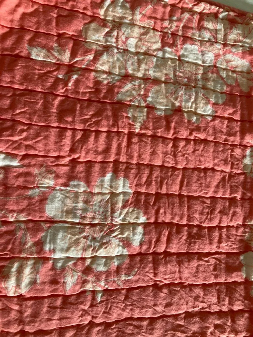6 new April Cornell quilted floral placemats, coral pink, + 1 used, 7 total